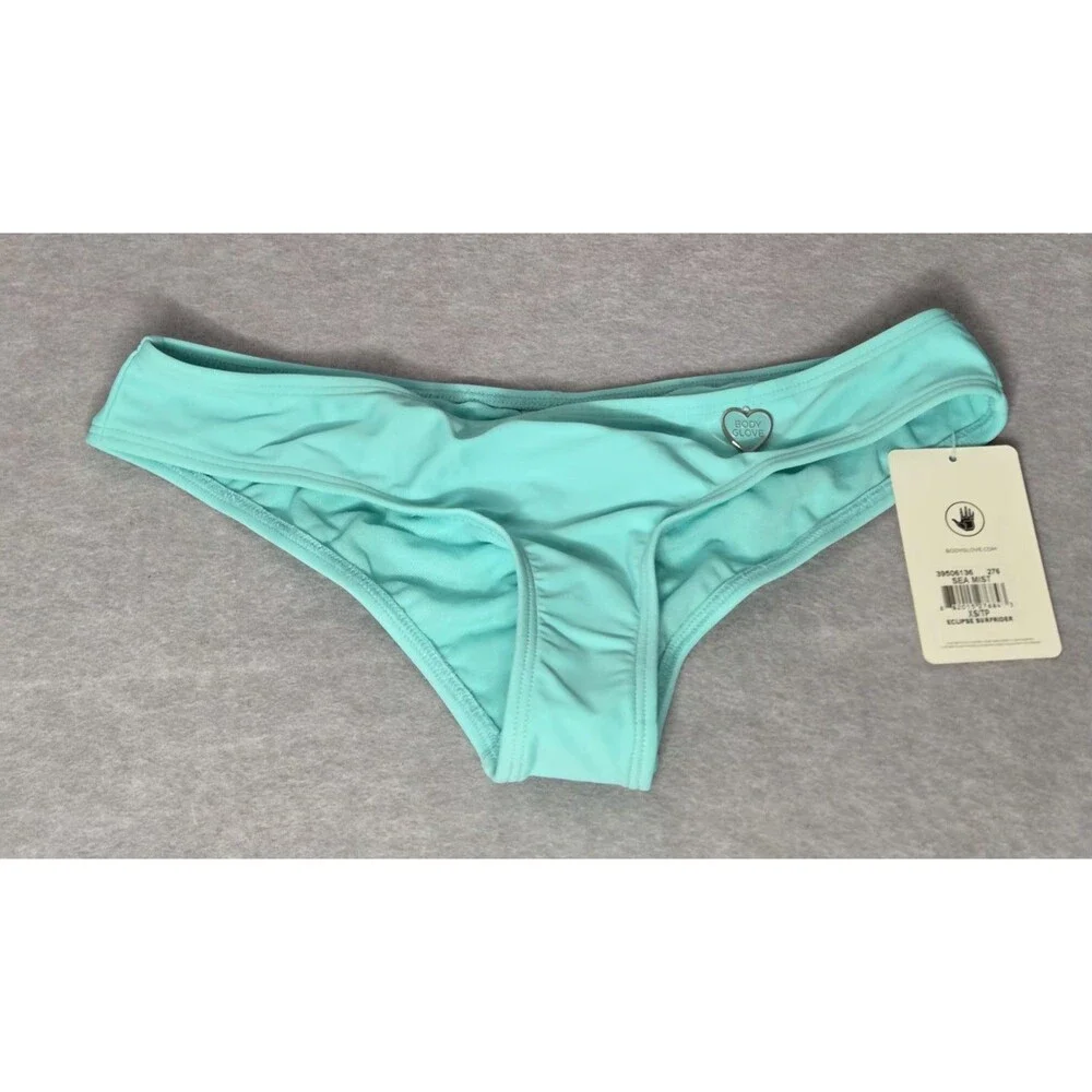 Body Glove Smoothies Sea Mist Bikini Bottoms XS NWT Ruched Swimwear